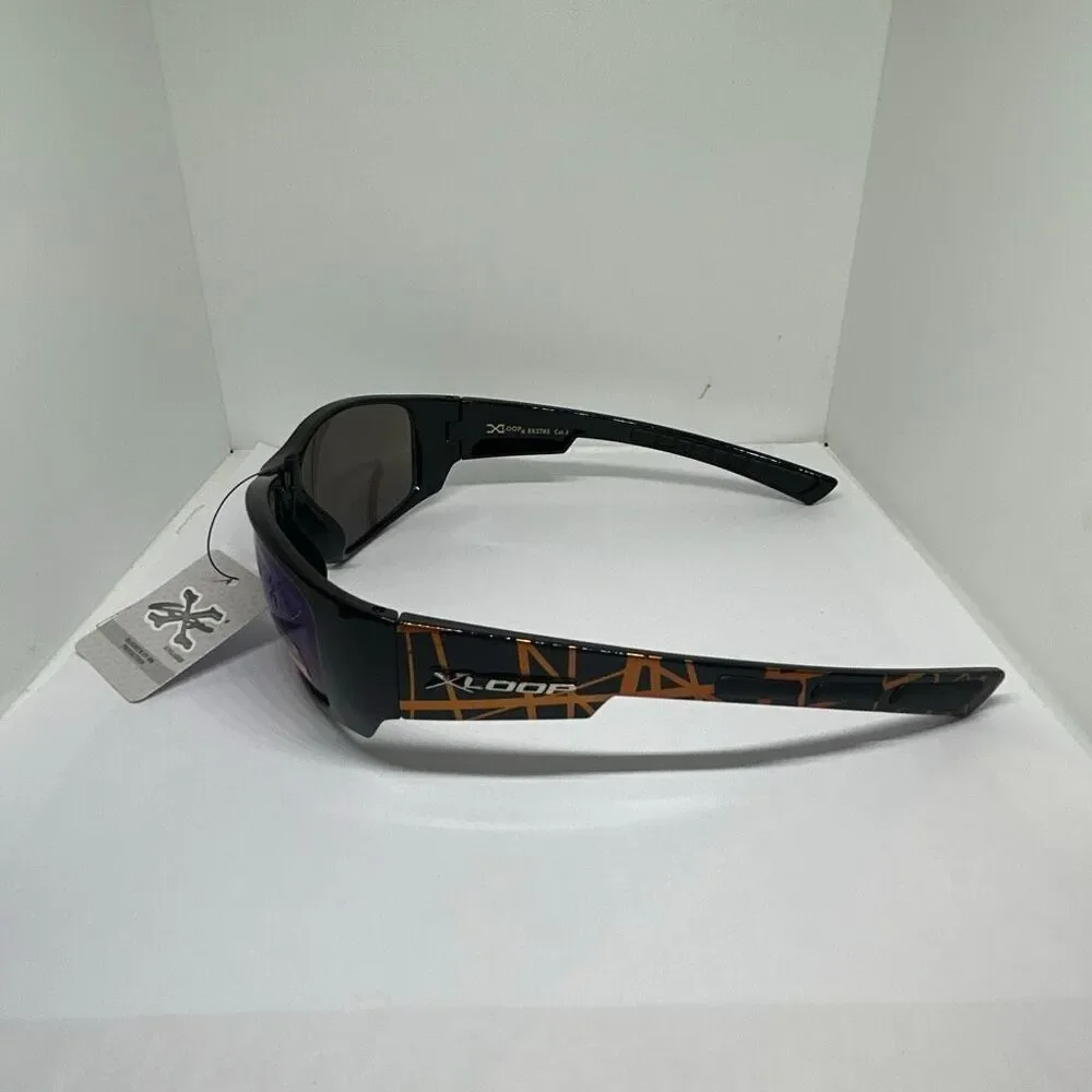 X-Loop Wrap Around Sunglasses Mirrored Lens UV400 Protection